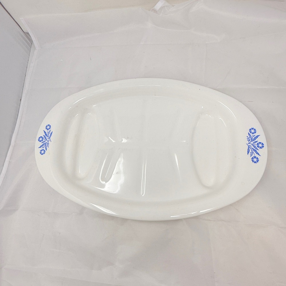 Vintage Corning Ware Blue Cornflower Oval P-19 Meat Serving Platter Approx 16x10
